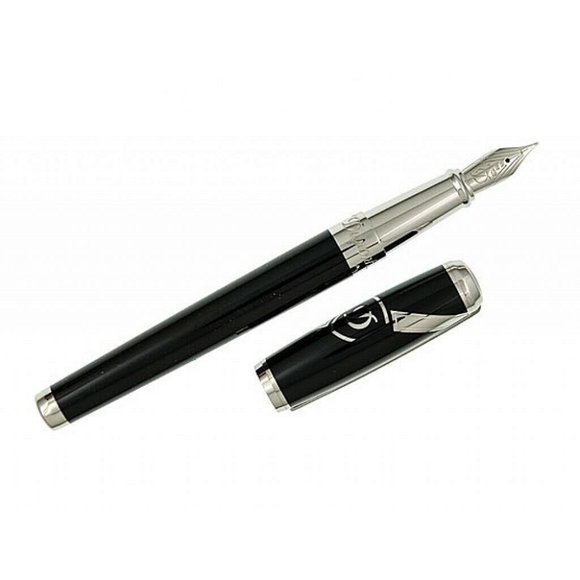 ST Dupont 410608 Elysee Line D Blazon Placed Lacquer Black S Nib M Fountain Pen - Picture 2 of 9